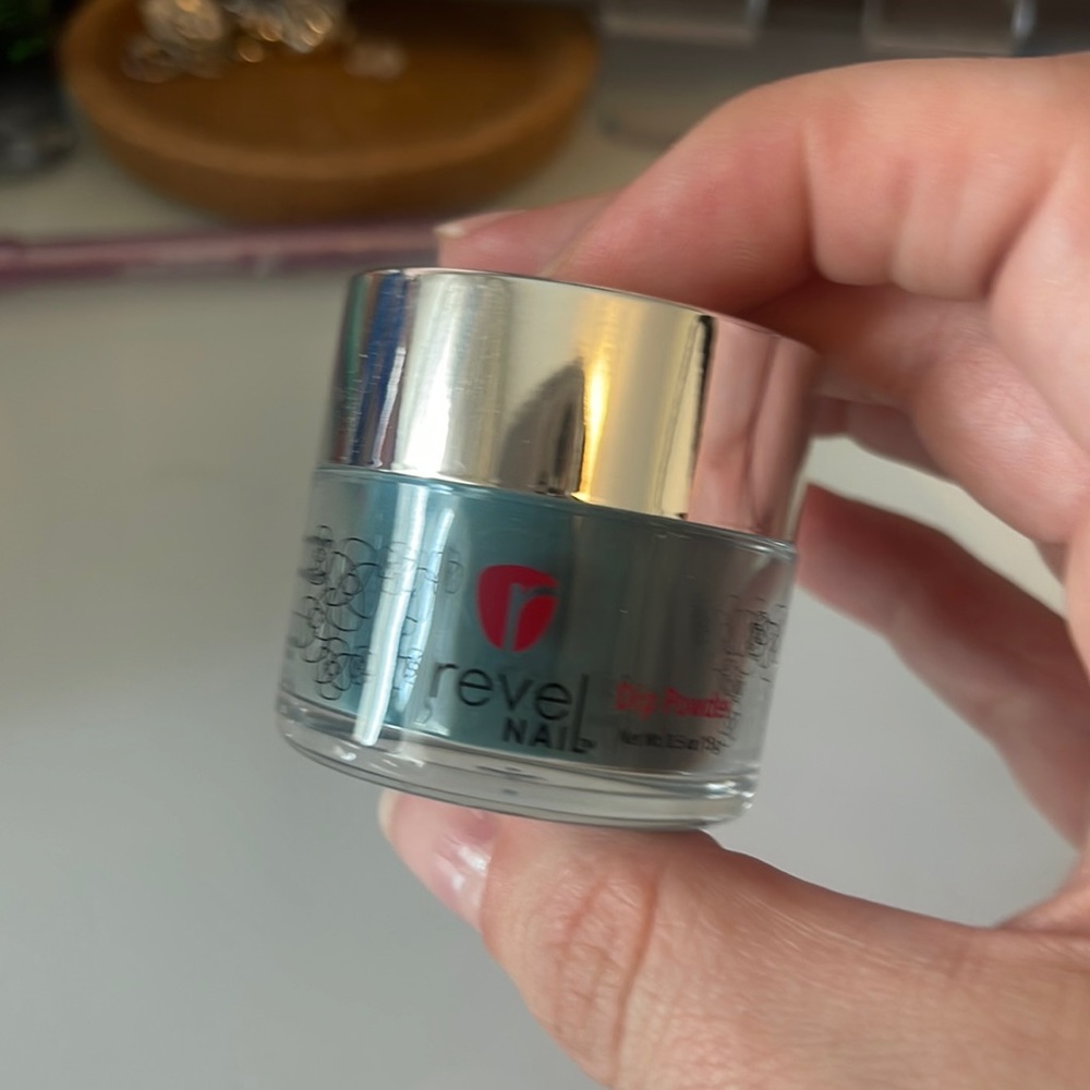 Revel nail dip powder nail polish, shade D339 Pine, 0.5oz jar